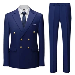 Năm 2023 Thời Trang Mới Nam Boutique Đôi Ngực Phù Hợp Với Quần/Người Đàn Ông Kinh Doanh Phù Hợp Với Áo Khoác Áo Cộc Tay Phối Quần 2 Bộ