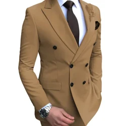 Muška odijela 2 komada dvostruko grudi redoviti fit notch rever solid maturant tuxedos vjenčanje (blezer+hlače)