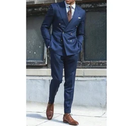 Dubbelknäppt Peak Lapel Formella Outfits Elegant Blazer Smart Casual Business Outfits Eleganta manskläder Custom Made 2024