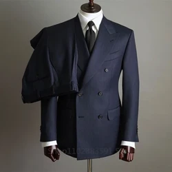 Moda 2 dona Blazer shimlari erkaklar kostyumlari Ikkita ko'krakli tugmalar cho'qqili yubkalar rasmiy partiya to'y kuyov smokinlari (ko'ylagi + shim)