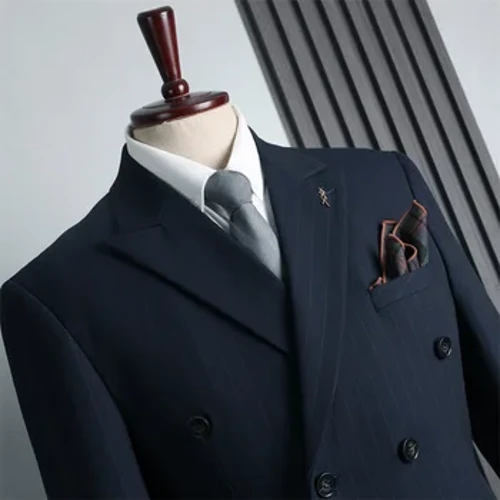 2023 -okary derejeli goşa göwüsli kostýum (kostýum + ýelek + jalbar) Erkekleriň iňlis moda toýy Iň gowy kostýum işi üç bölek