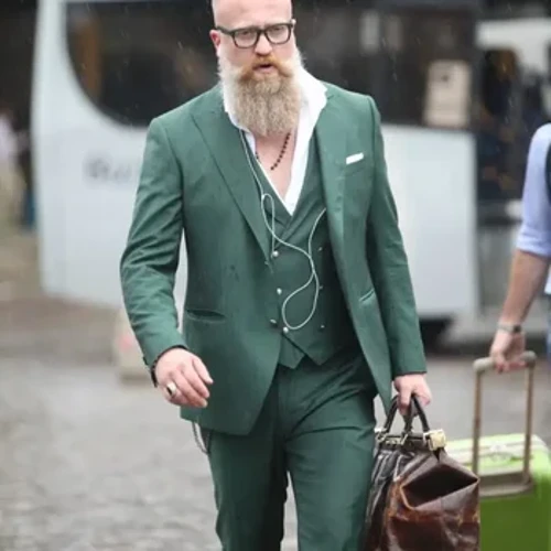 Højkvalitets kostume Homme Grøn dobbeltradet jakkesæt til mænd Mode Formelle bryllupsdragter til mænd High Street Blazer 3-delt smoking