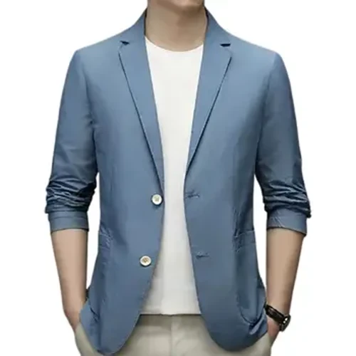 Chính thức Mùa Hè Phù Hợp Với Áo Kinh Doanh Áo Ve Áo Tay Dài Đôi Nút Thẳng Túi Cardigan Rời Nam mỏng Áo khoác công sở