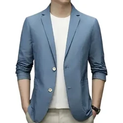 Chính thức Mùa Hè Phù Hợp Với Áo Kinh Doanh Áo Ve Áo Tay Dài Đôi Nút Thẳng Túi Cardigan Rời Nam mỏng Áo khoác công sở