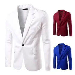 Bra vinterkavaj Långärmad Pure Color Fit Brittiska män Blazer Spring Suit Coat Lapel