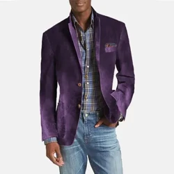 Áo Blazer Nam Retro Nhung Có Cổ Kinh Doanh Slim Fit Phù Hợp Với Hai Túi Nút Áo Cổ Hàng Ngày Chất Lượng Cao Phù Hợp Với áo Khoác