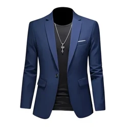 Män Business Casual Blazer Plus Size M-6XL Enfärgad Kostym Jacka Klänning Arbetskläder Oversize kappor Man Märke Kläder Smoking