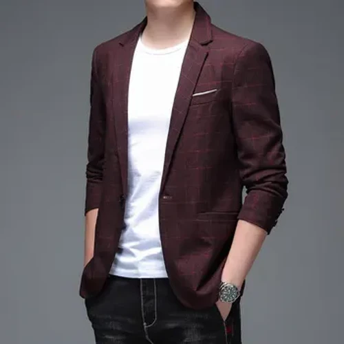 Chất Lượng Cao 2024 Mới Đẹp Trai Tất Cả Trong Một Xu Hướng Slim-fit Công Sở Hàn Quốc Thời Trang Giản Dị Kẻ Sọc Đơn Áo Masculino Slim Fit