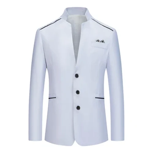 Dynion Newydd Busnes Achlysurol Llewys Hir Llawes Hir Siwt Ffurfiol Blazer STAT STAM STAM COLLAR GWAITH BUTTTON SEFYDLU SYLWEDDOL SYLWEDDOL SYLWEDDOL