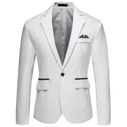 Ärilised Slim Fit ühekordsete nööpidega ülikonnad jakk Meeste Slim Fit vabaaja mood pulmapeigmees smoking bleisermantlid peopulmaülikond