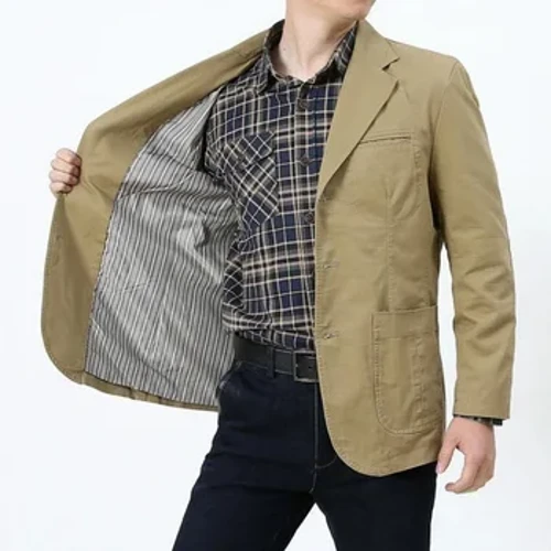 Muškarci oprani sako Elegantni džentlmenski sako poslovni sakoi s reverom labavi casual Slim Fit sako sa dva gumba