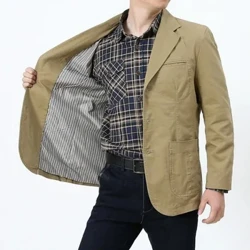 Men Washed Jacket Elegant Gentleman Blazer Business Lapel Blazers Loose Casual Slim Fit Two Buttons Blazer