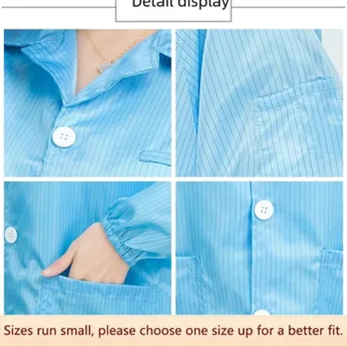 Striped Anti-static Blazer Dustproof Workwear For Clean Room Environment