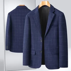 Yüksek kaliteli moda yakışıklı iş her şey eski boş zaman gevşek ekose takım elbise erkekler orta yaşlı takım elbise baba ceket blazer maskulino