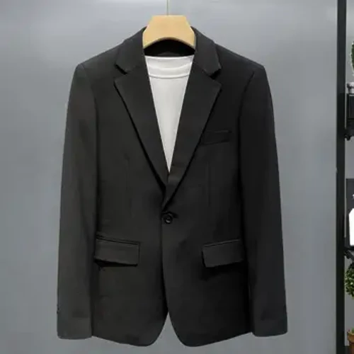 Gevşek Fit Erkekler Take Ceket Kapu Uzun Kollu Tek Düğme Flep Cepler Ceket Ceket Düz Renk Sıradan İş Blazer iş giysileri