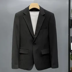 Locker sitzender Herrenanzugmantel, Revers, langärmelig, ein Knopf, Pattentaschen, Anzugjacke, einfarbig, lässiger Business-Blazer, Arbeitskleidung