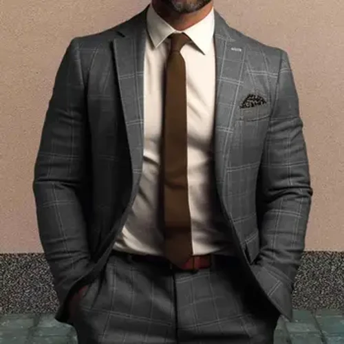 Nam Phù Hợp Với Áo Khoác Công Sở Phong Cách Kẻ Sọc Dài Tay In Áo Blazer Đơn Nút Đóng Dài Giữa Chiều Dài Thẳng Làm Việc Áo Khoác Công Sở