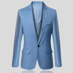 Blazer formal clasic Blazer la modă pentru bărbați Manopera rafinată Blazer formal pentru bărbați cu un singur buton cu mânecă lungă