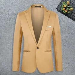 Erkekler Rahat Takım Ceket Kavur Uzun Kollu Bir Düğme Cepleri İnce Fit Blazer Düz Renk İş Takım Emici İş Giyim Erkek Takım