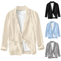 Spring New Casual Cotton Safari cocog kanggo Pria Busana Warna Solid Blazer Pria Jaket Oversize