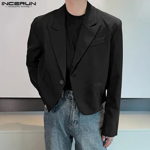 2023 Gizonezkoen Blazer Kolore lisoko papar-hegaldun mahuka luzea Botoi bakarreko Koreako traje informalak Streetwear Moda Gizonezkoen beroki meheak S-5XL INCERUN