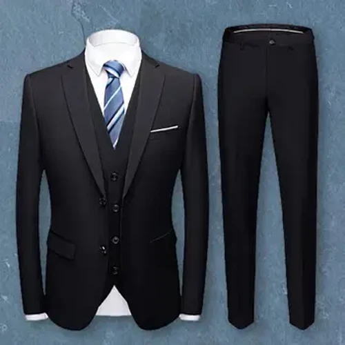 1 Set Populer Setelan Jas Formal Blazer Rompi Celana Set Turndown Kerah Tombol Sentuh Bagus Setelan Celana Atasan Slim Fit