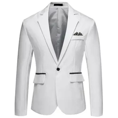Culaith na bhFear Ócáideach Gan Iarann ​​Aonair Rae Aonair Button Scoilte Collar Cóta Cóisir Bainise Caol Fit Blazer Oifige