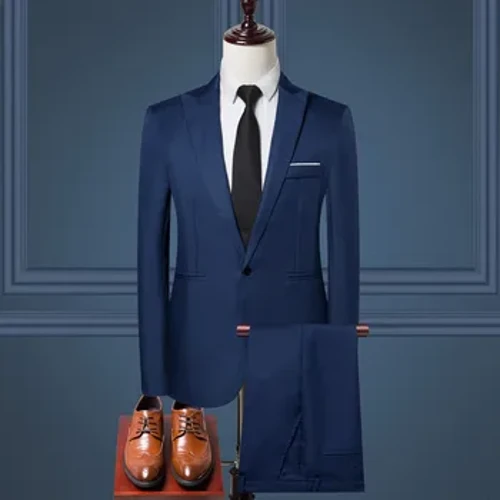 Erkek resmi takım elbise klasikleri ince iş giysisi uzun kollu yaka tek göğüslü Blazers parti düğün sağdıç ceket seti
