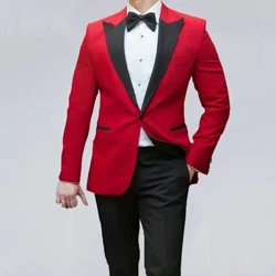 Herredragter Blazer sommerjakkebukser 2-delt enkeltradet sort toppet reverskostume Hombre Slim Fit Regular Formal Outfit