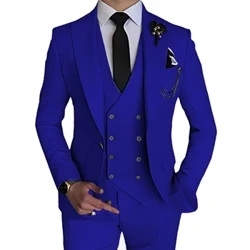 Năm 2023 Thời Trang Mới Nam Giải Trí Boutique Kinh Doanh Màu Cưới Cộc Quần Áo Vest Bộ 3 Đầm Áo Cộc Tay Áo khoác Quần