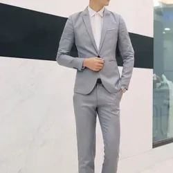 Nam Chính Thức 2 Cái Đồ Thời Trang Mới Boutique Công Sở Cưới Chú Rể Cộc Tay Áo Cộc Tay Quần Phù Hợp Với Bộ Quần Áo