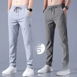 Primăvară Toamnă Pantaloni în nouă puncte stil largi Cilindru drept pentru bărbați Pantaloni sport casual de modă Culoare uni elastic Tendință pentru tineret