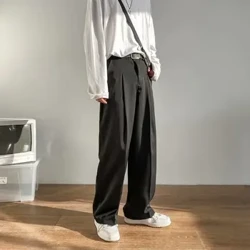 Pants siwt bach, pants achlysurol ffit llac dynion, arddull Instagram pants cropped du amlbwrpas ieuenctid