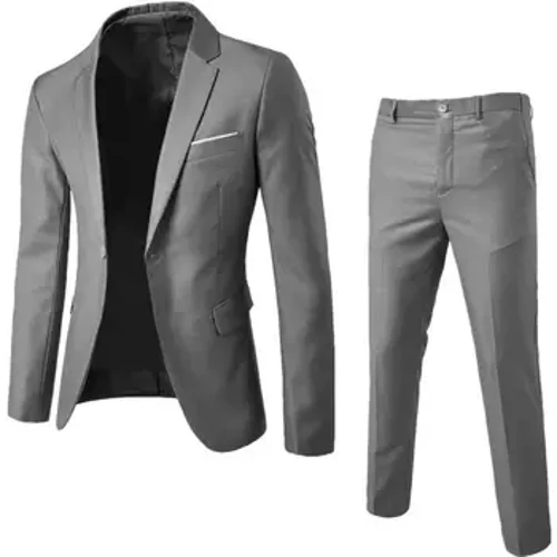 1 Set Herr Blazer Byxor Långärmad Slim Fit Turndown Krage Temperament Enknappsfickor Kostym Set Herrkläder