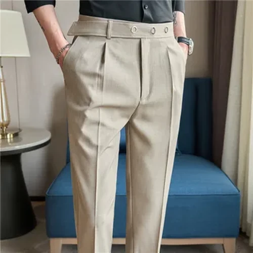 Vīriešu kleitas bikses bikses 2024. gada pavasaris Jauns Solid Casual Slim Suit Bikses Business Straight Pantalones Hombre Modes Vīriešu apģērbi