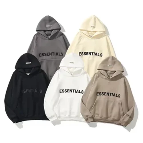 2424 Felpa con cappuccio in puro cotone Marchio di moda di strada europeo e americano ESSENTIALS coppia con cappuccio da uomo e da donna più felpa con cappuccio in pile