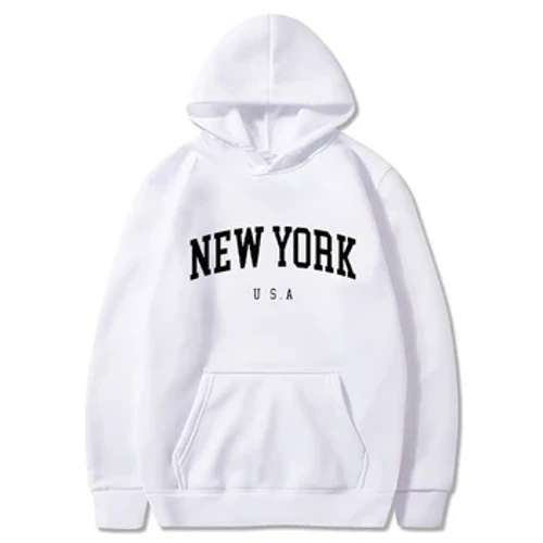 New York U.S.A. City Hættetrøjer Mænd Mode Brevtrykt Grafiske Sweatshirts Kvinder Løs afslappet Harajuku Hættetrøje Sportstøj