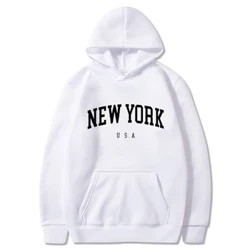 New York ABD Şehir Kapüşonlular Erkekler Moda Mektubu Baskılı Grafik Tişörtü Kadın Gevşek Rahat Harajuku Kapşonlu Kazak Spor Giyim