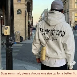 Fear God Essentials Estilo americano Nueva York Edición limitada Sudadera con capucha Chaqueta Moda High Street Ropa informal