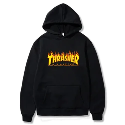 Høst Ny mote Hettegenser Flame Grafisk trykt Trend Merke Herre Dame Hettegensere Gensere Pluss fleece genser Hip Hop Streetwear