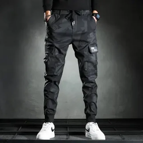 Cuddliw Pants Cargo Dynion Hydref Arddull Americanaidd Newydd Stryd Fawr Anodd Guy Parasiwt Pants Amlbwrpas Trowsus Hir Achlysurol Rhydd