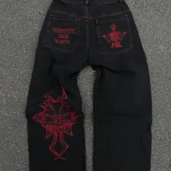 Y2K Jeans Erkekler Hip Hop Retro Kellesi keşdeli ýuwulan Baggy Denim Balak