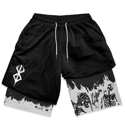 2024 Anime Mới Berserk Quần Short Tập Gym 2 Trong 1 Dành Cho Nam Năng Động Thể Thao Nén Quần Short 5 Inch Nhanh Khô Co Giãn tập Thể Dục