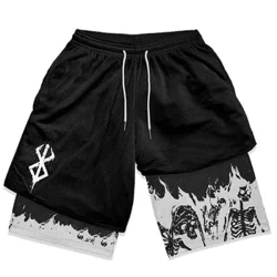 2024 Anime Mới Berserk Quần Short Tập Gym 2 Trong 1 Dành Cho Nam Năng Động Thể Thao Nén Quần Short 5 Inch Nhanh Khô Co Giãn tập Thể Dục