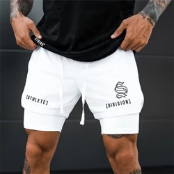 NEW 2 IN 1 Olahraga Running Mesh Celana Pendek Bernapas Pria Double-Deck Jogging Cepat Kering GYM Celana Pendek Olahraga Kebugaran Celana Pendek Pria