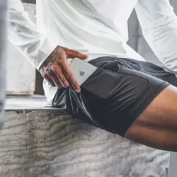 2024 Celana Pendek Pelatihan Kebugaran Pria, Musim Panas 2 In 1 Cepat Kering Gym Pantai Celana Pendek Olahraga Luar Ruangan