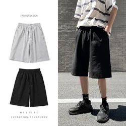 Éadaí Sráide Shorts Corr Dhíreach Fir Samhraidh Nua Cóiréis Rómhéide Dath Soladach Sraith Tarraingthe Simplí Baggy Fireann Sweatpants Shorts