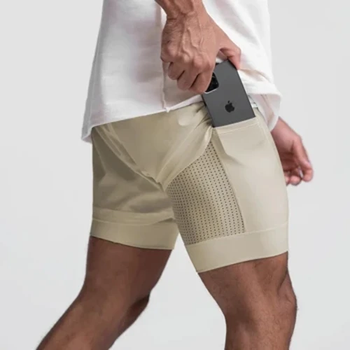 Pantalones cortos deportivos 2 en 1 para hombre, pantalones cortos para correr de doble capa, transpirables, para entrenamiento de culturismo y fitness, novedad de 2024