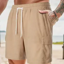 Sweatpants lása-suas dath soladach samhraidh corduroy ceathrú simplí shorts na bhfear pants ócáideacha