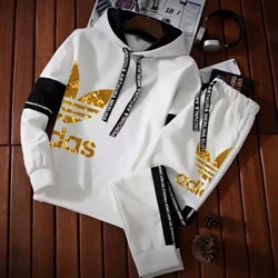 New in Men's Sets Printed Casual Fleece Sweatshirts+Pants 2-Pcs Suit Windbreak Hoodie Hunting Cloth for Male Training Sportswear